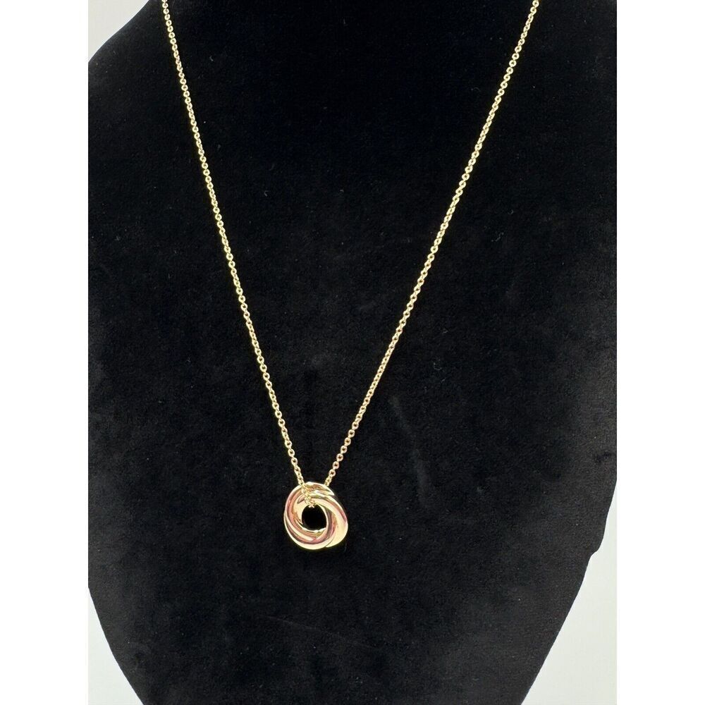 Vintage‎ GV9 Gold Tone Chain Round Swirl Pendant Stackable Necklace 19” - 22”
